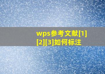 wps参考文献[1][2][3]如何标注